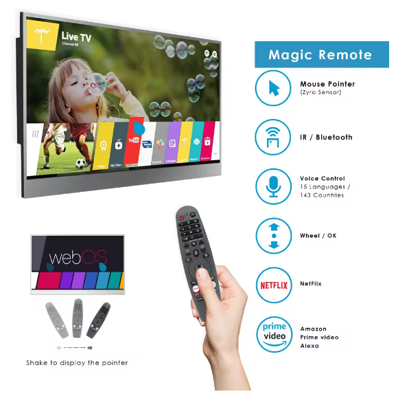 Mirror TV 22" HD Smart, Waterproof, Voice Control, Built-in Speakers & Wi-Fi
