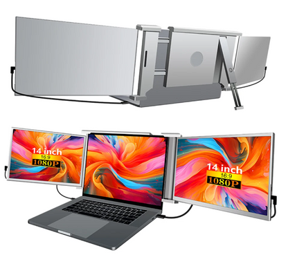 Laptop Extension Screens: 2x 14" Attachable Screens (Foldable & Portable)