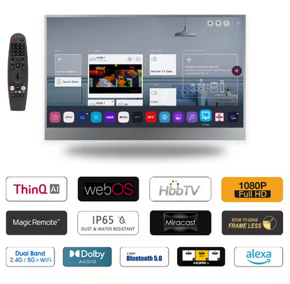 Mirror TV 22" HD Smart, Waterproof, Voice Control, Built-in Speakers & Wi-Fi
